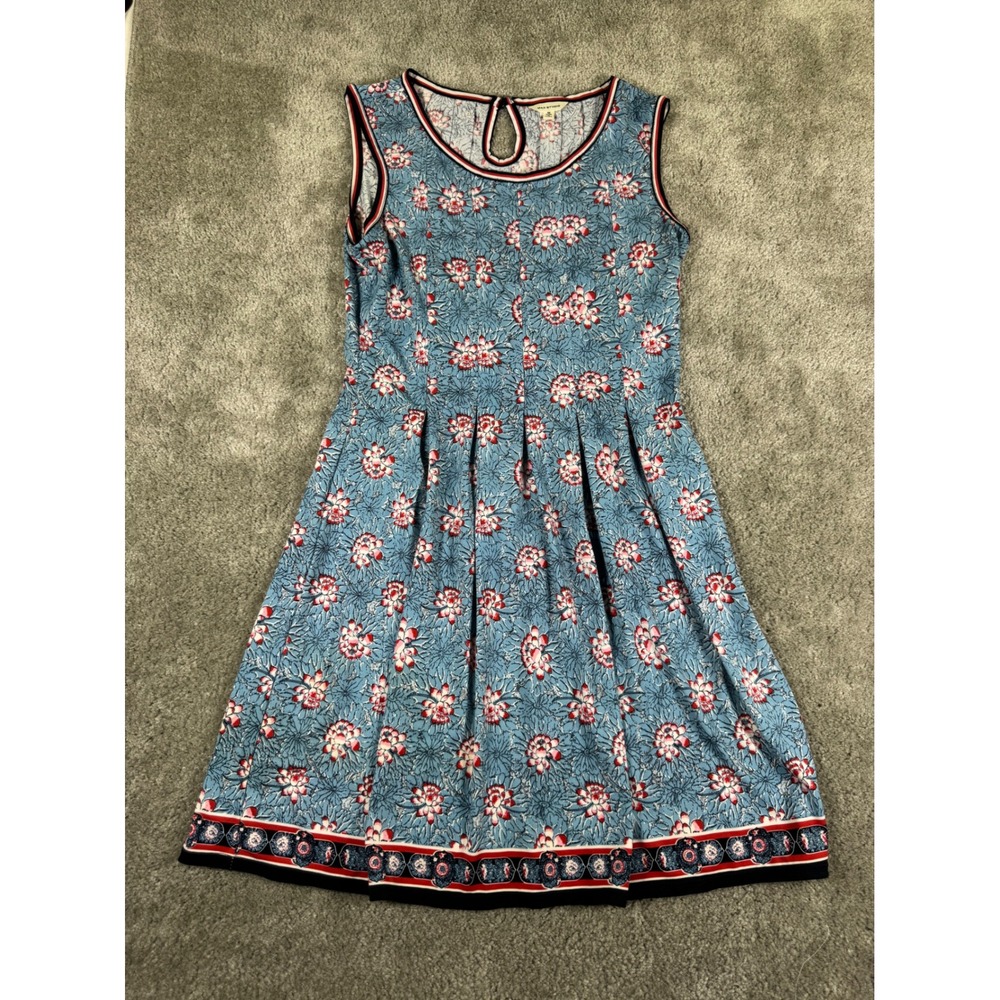 Max Studio Blue Floral Sleeveless Pleated Fit and Flare Dress Medium 7904W64
